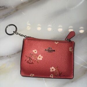 Coach Pink Floral Keychain Wallet
